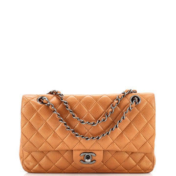 Chanel Classic Double Flap Bag Quilted Metallic Caviar Medium