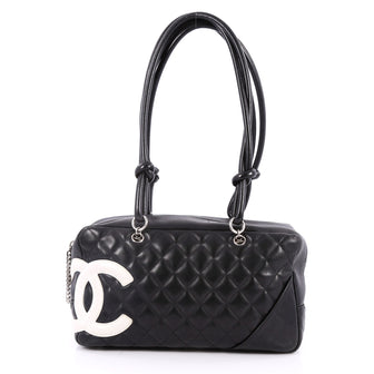 Chanel Cambon Bowler Bag Quilted Leather Medium Black 2556903