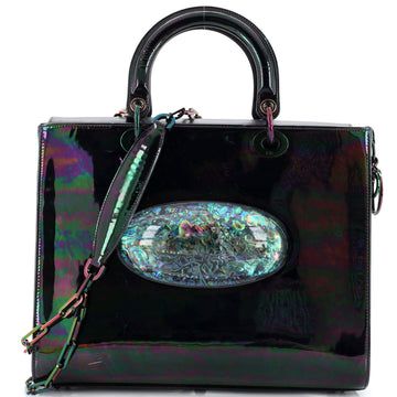 Christian Dior Lady Dior Art Bag Limited Edition Gisela Colon Embellished Metallic Iridescent Leather Large