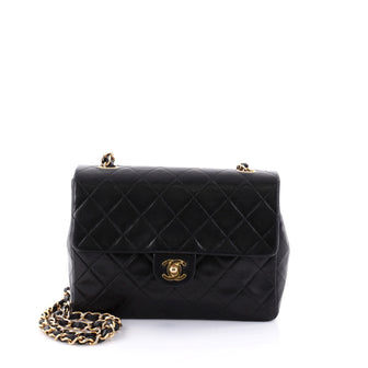 Chanel Vintage Square Classic Flap Bag Quilted Lambskin Small Black 2557001