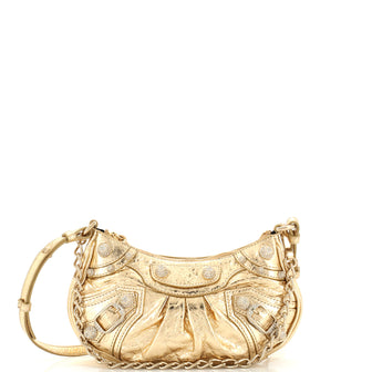 Balenciaga Le Cagole Giant Studs Shoulder Bag Leather with Crystals Mini