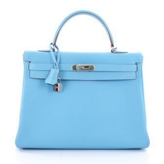 Hermes Candy Kelly Handbag Epsom 35 Blue 2557301