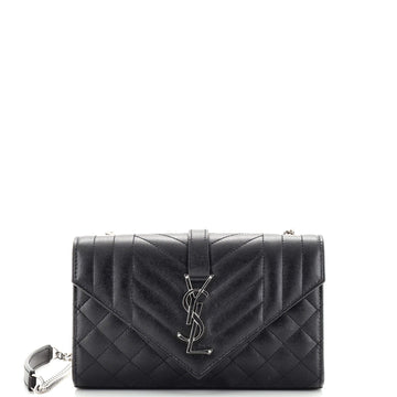 Saint Laurent Classic Monogram Envelope Satchel Mixed Matelasse Leather Small