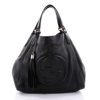 Gucci Soho Shoulder Bag Leather Medium Black 2557503