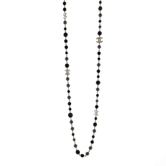 Chanel CC Station Long Necklace Ruthenium with Resin and Faux Pearls