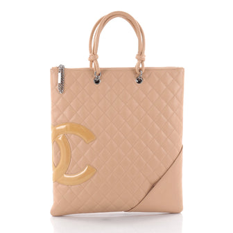 Chanel Cambon Flat Tote Quilted Leather Neutral 2558001