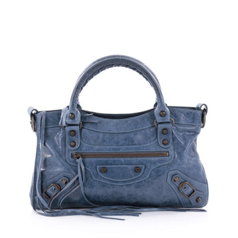 Balenciaga First Classic Studs Handbag Leather Blue 2558003