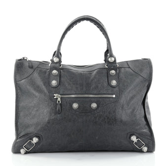 Balenciaga Weekender Giant Studs Handbag Leather Gray 2558505