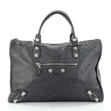 Balenciaga Weekender Giant Studs Handbag Leather Gray 2558505