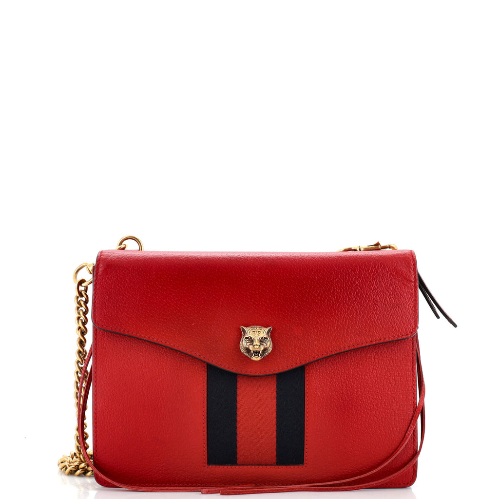 Gucci Animalier Web Chain Shoulder Bag Leather Small Red 25587611