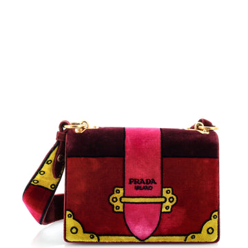 Prada Cahier Crossbody Bag Printed Velvet Small
