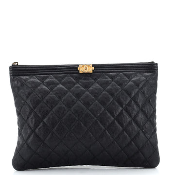 Chanel Boy O Case Clutch Quilted Caviar Medium