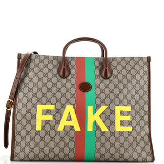 Gucci Fake/Not Convertible Open Tote Printed GG Coated Canvas Large