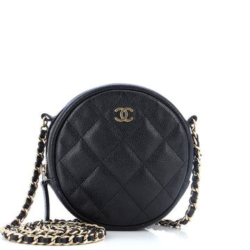 Chanel Round Clutch with Chain Quilted Caviar Mini