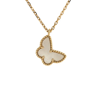 Van Cleef & Arpels Sweet Alhambra Butterfly Pendant Necklace 18K Yellow Gold and Mother of Pearl
