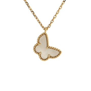 Van Cleef & Arpels Sweet Alhambra Butterfly Pendant Necklace 18K Yellow Gold and Mother of Pearl
