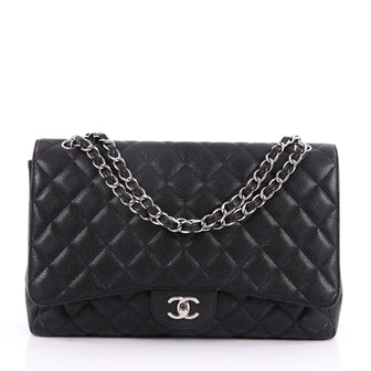 Chanel Classic Single Flap Bag Quilted Caviar Maxi Black 2559007