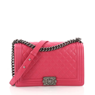 Chanel Boy Flap Bag Quilted Lambskin New Medium Pink 2559301