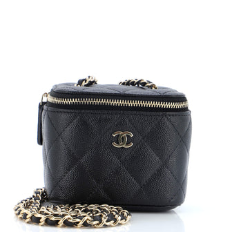 Chanel Classic Vanity Case with Chain Quilted Caviar Mini