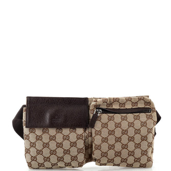 Gucci Vintage Double Belt Bag GG Canvas