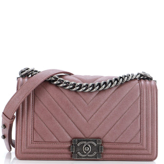 Chanel Boy Flap Bag Chevron Caviar Old Medium