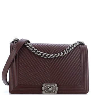 Chanel Boy Flap Bag Chevron Calfskin New Medium