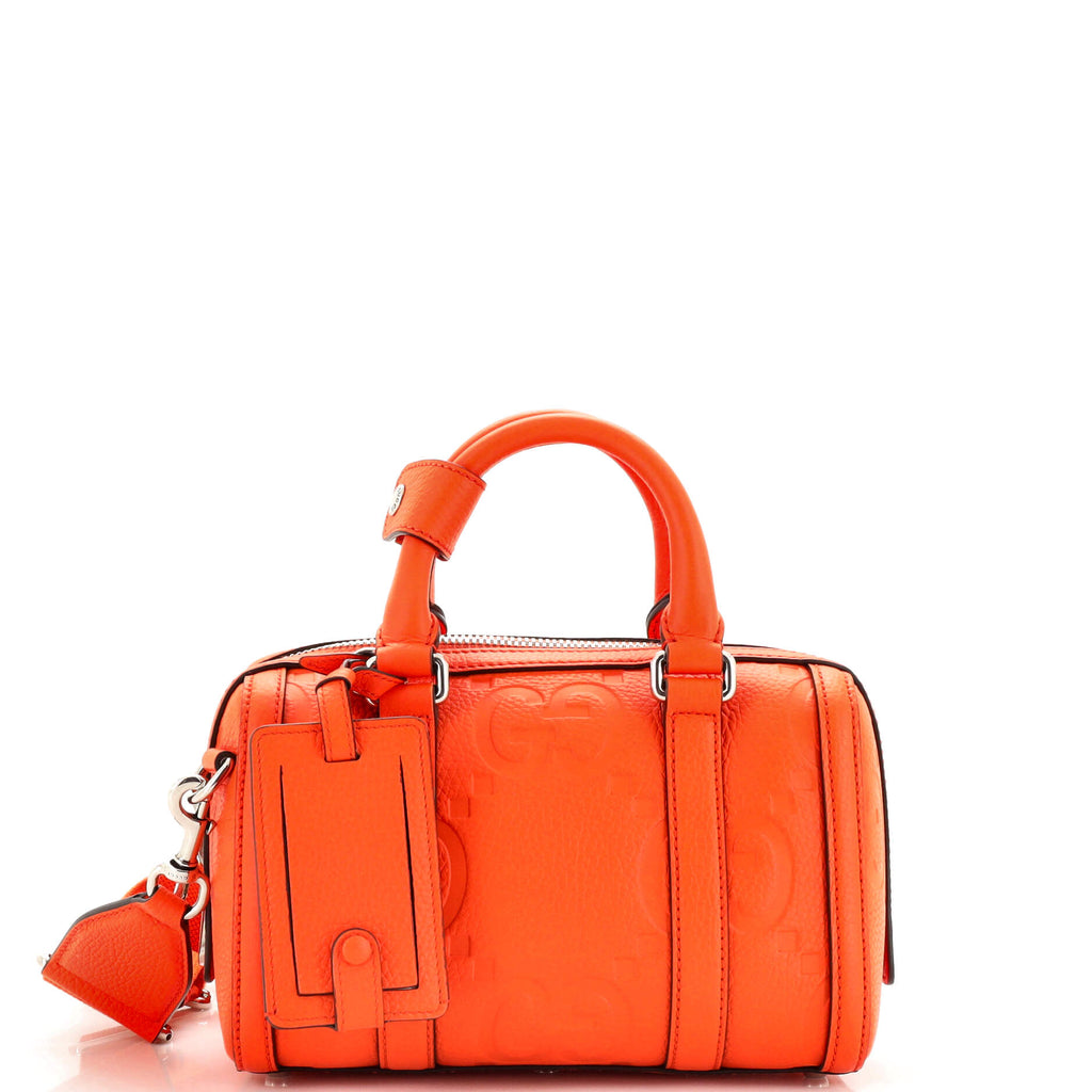 Gucci Duffle Bag Jumbo GG Embossed Leather Mini Orange 2559741