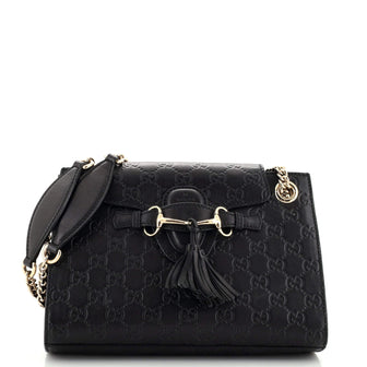 Gucci Emily Chain Flap Shoulder Bag Guccissima Leather Small