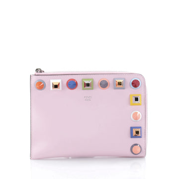 Fendi Flat Clutch Studded Leather Pink 2559802