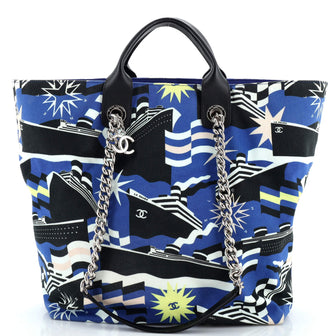 Chanel La Pausa Bay Shopping Tote Printed Canvas Large