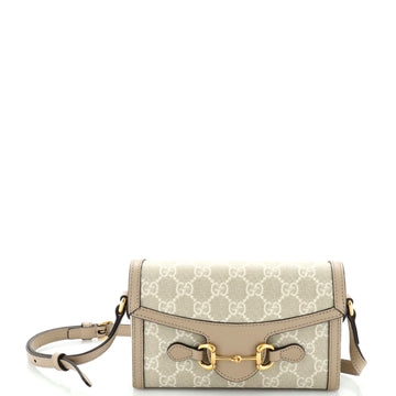 Gucci Horsebit 1955 Flap Crossbody Bag GG Coated Canvas Mini