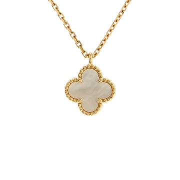 Van Cleef & Arpels Sweet Alhambra Pendant Necklace 18K Yellow Gold and Mother of Pearl