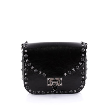Rolling Rockstud Crossbody Bag Leather with Cabochons Small