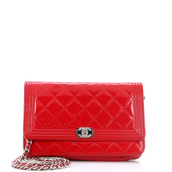 Chanel Boy Wallet on Chain Quilted Patent