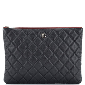 Chanel O Case Clutch Quilted Caviar Medium