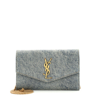 Saint Laurent Uptown Chain Wallet Denim
