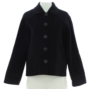 Hermes Women's Two Pocket Button Up Jacket Cashmere with Leather