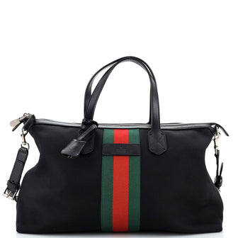 Gucci Web Duffle Bag Techno Canvas Medium