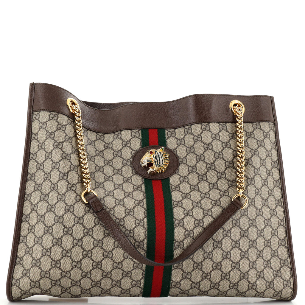 Gucci Rajah Chain Tote GG Coated Canvas Large Brown 2563913