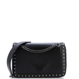Prada Chain Flap Bag Studded Glace Calf Small