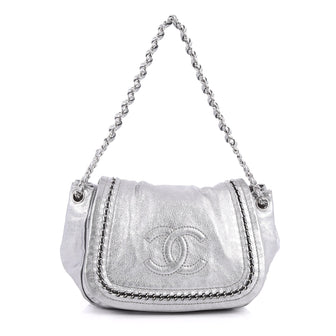 Chanel Luxe Ligne Accordion Handbag Leather Silver 2564504