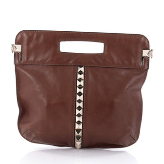 Valentino Glam Lock Convertible Shoulder Bag Leather Medium Brown 2564506