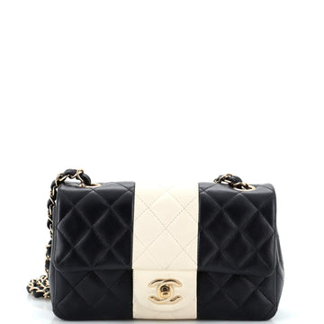 Chanel Bicolor Classic Single Flap Bag Quilted Lambskin Mini