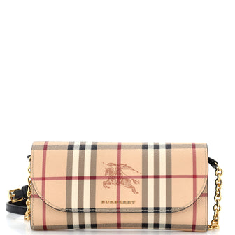 Burberry Henley Wallet on Chain Haymarket Coated Canvas