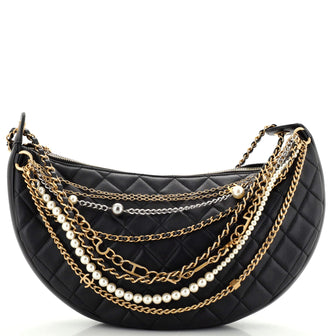Chanel All About Chains Hobo Quilted Lambskin