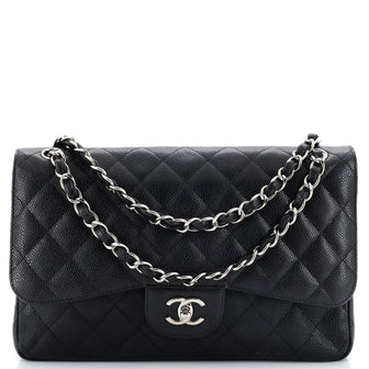 Chanel Classic Double Flap Bag Quilted Caviar Jumbo