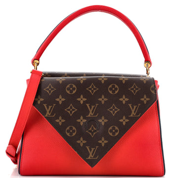 Louis Vuitton Double V Handbag Calfskin with Monogram Canvas