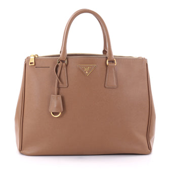 Prada Double Zip Lux Tote Saffiano Leather Large Brown 2565804
