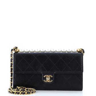 Chanel Chic Pearls Clutch with Chain Quilted Goatskin