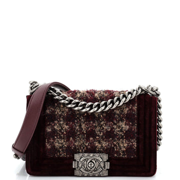 Chanel Boy Flap Bag Quilted Tweed with Velvet Small